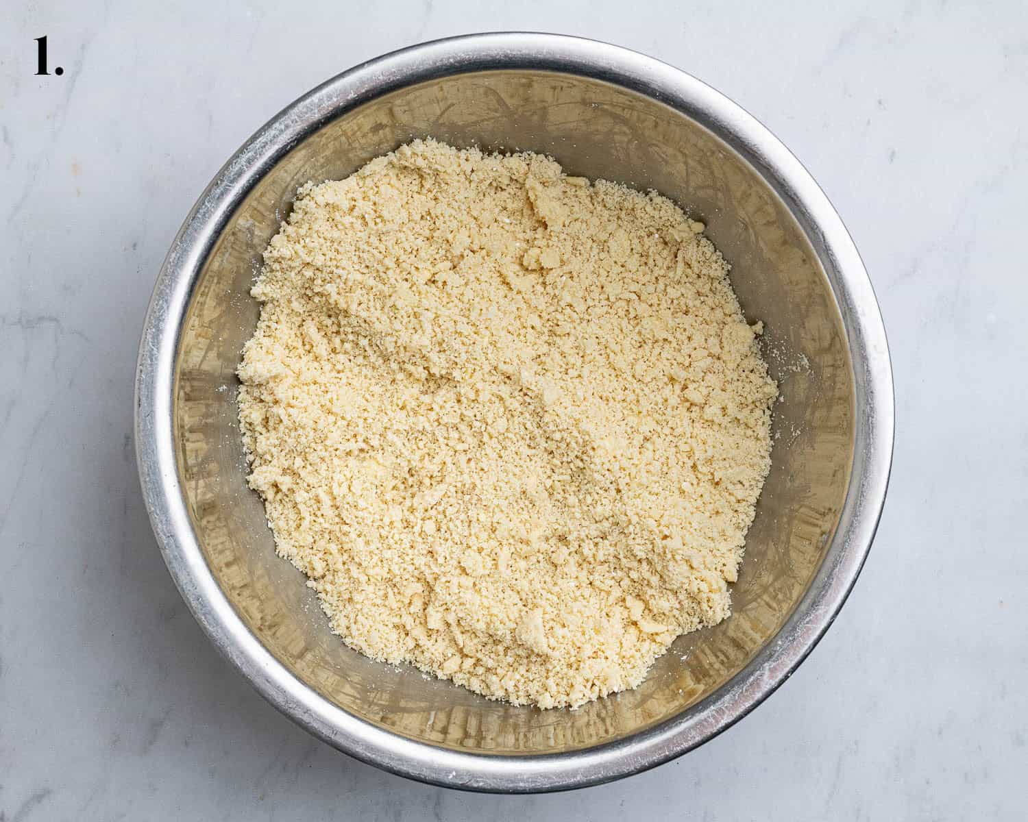 Step 1, the butter rubbed into the flour to make the pastry.