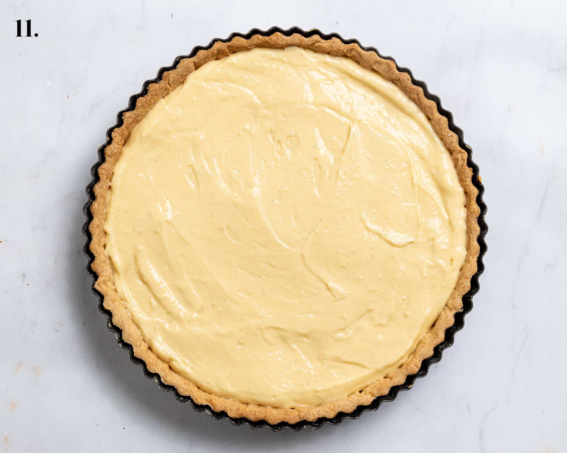 Step 11, the pastry case filled with the custard.