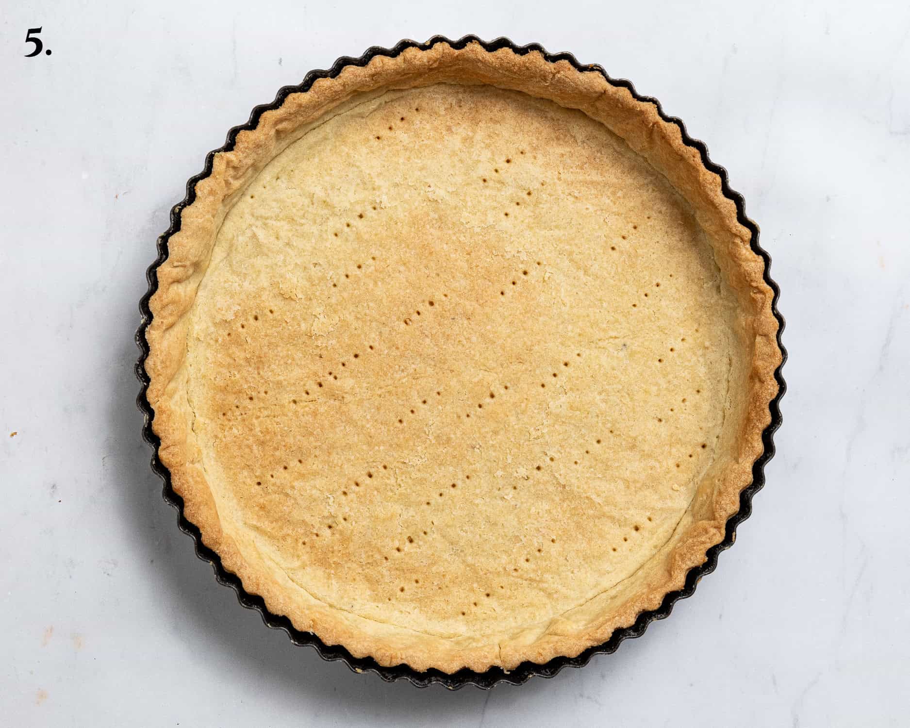 Step 5, the blind baked pastry case.