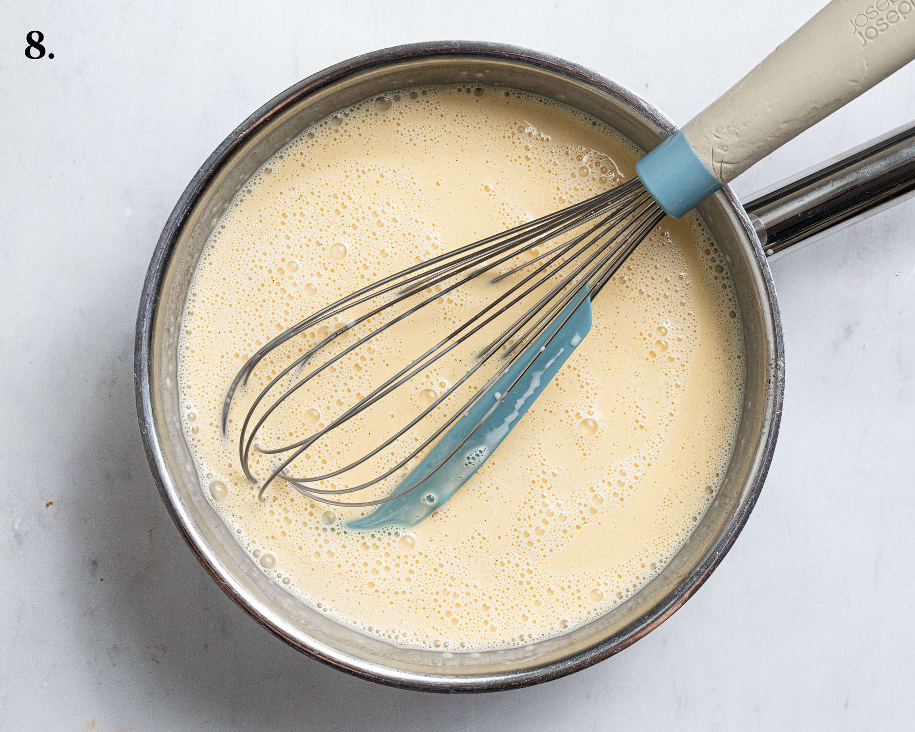 Step 8, the custard before cooking.