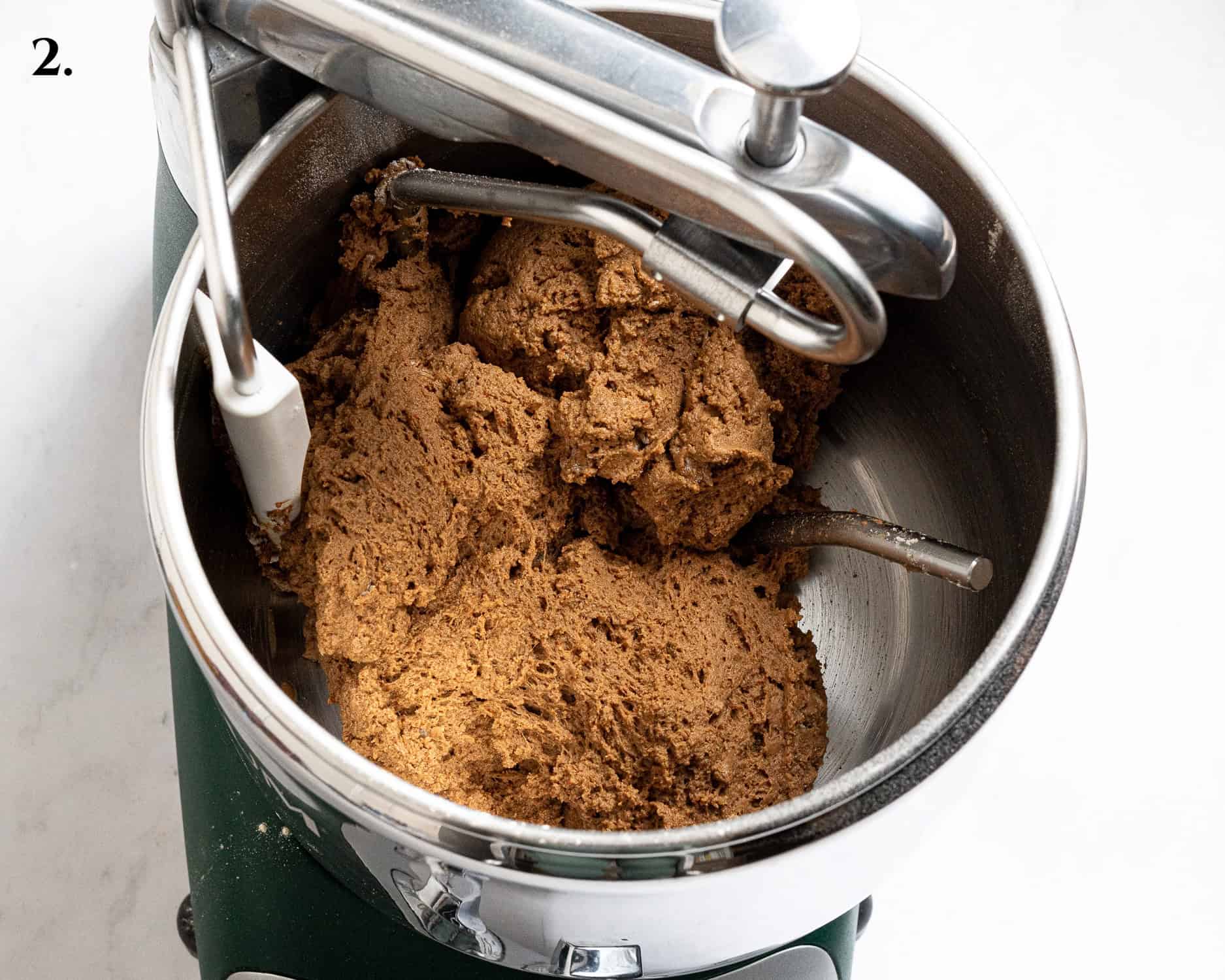 Step 2, the dough in the mixer.