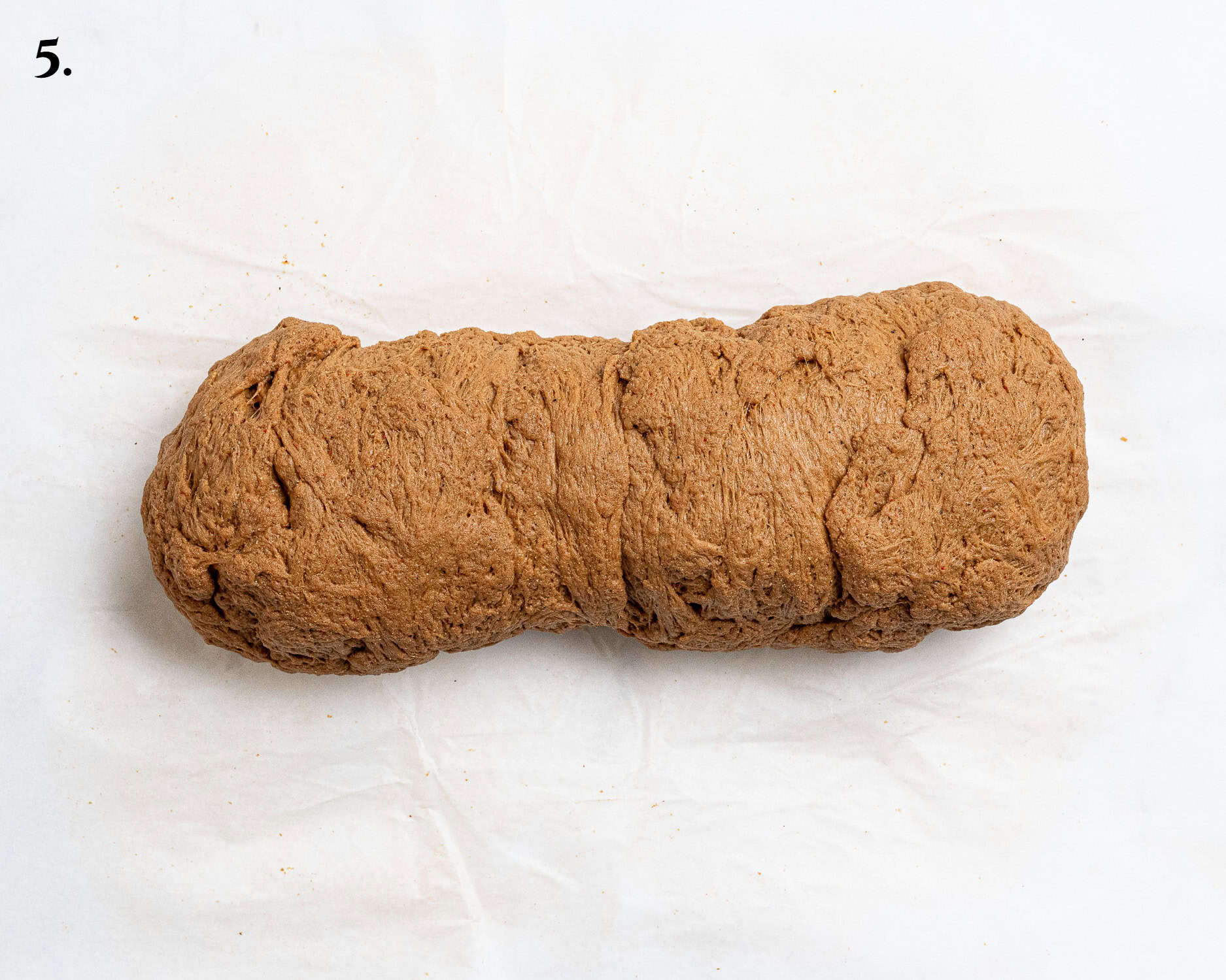 Step 5, the dough rolled into a log.