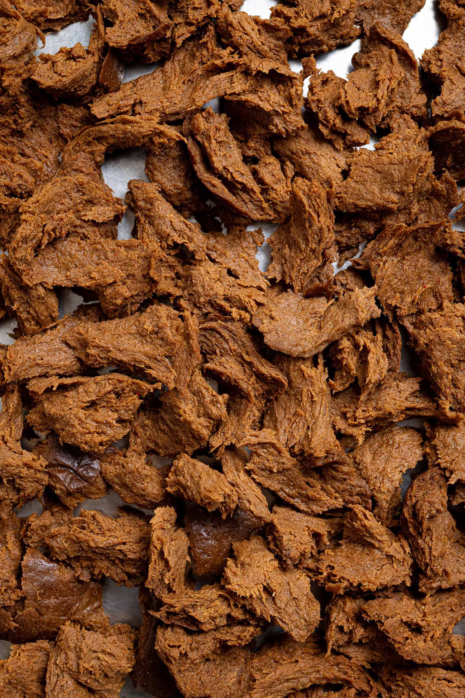 Close up of pieces of seitan beef.
