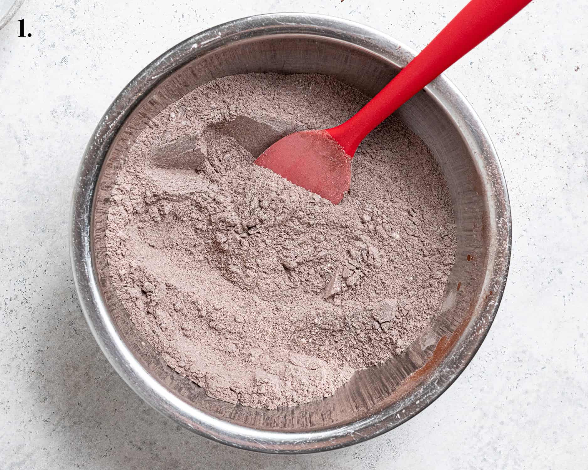 Step 1, the dry ingredients in a bowl.
