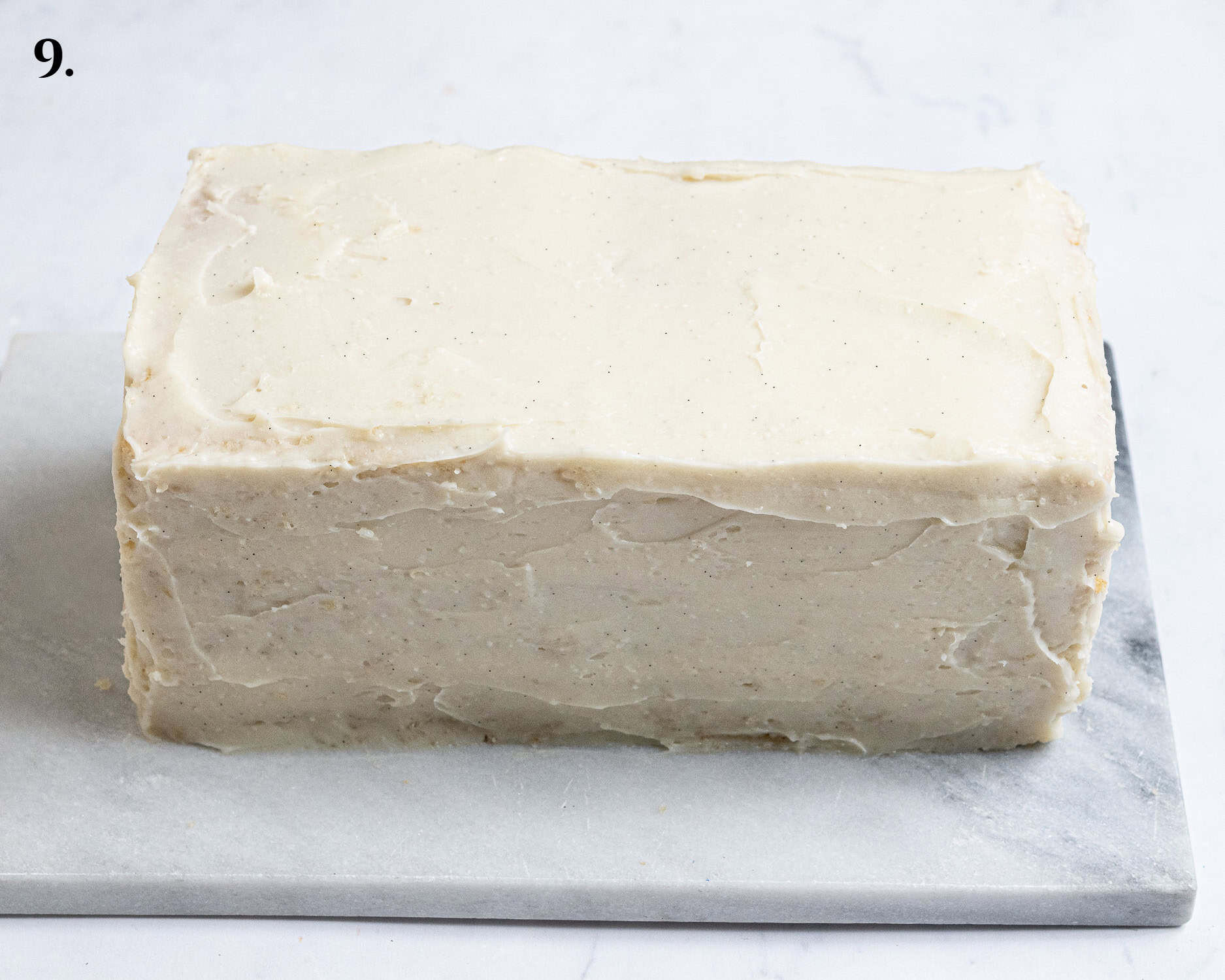 Step 9, the pastry cream covered cake.