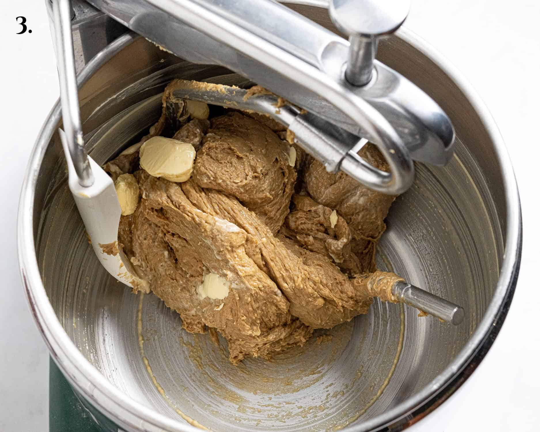 Step 3, the dough with the butter added.