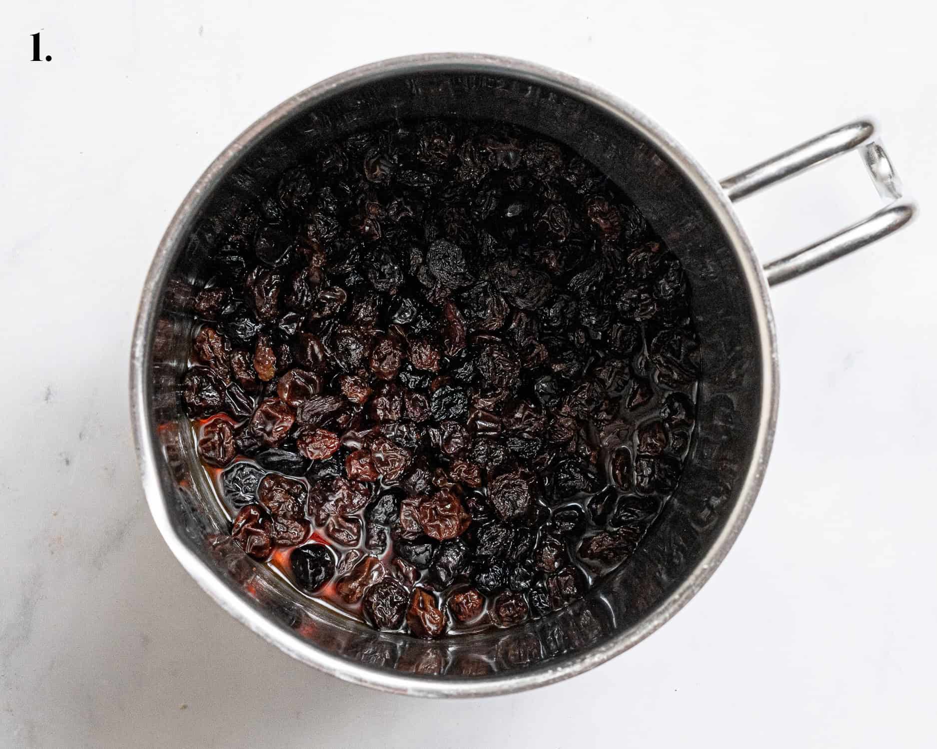 Step 1, the raisins soaking in the rum.