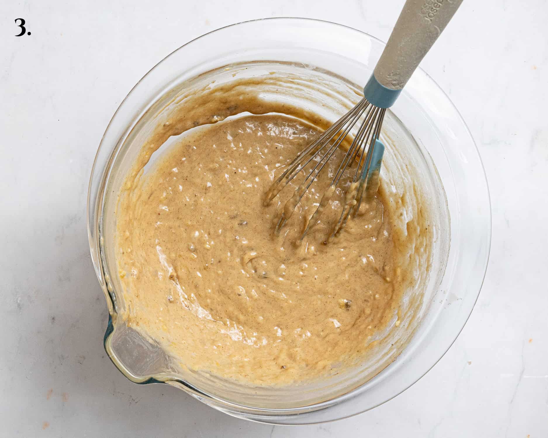 Step 3, the batter with the dry ingredients added.