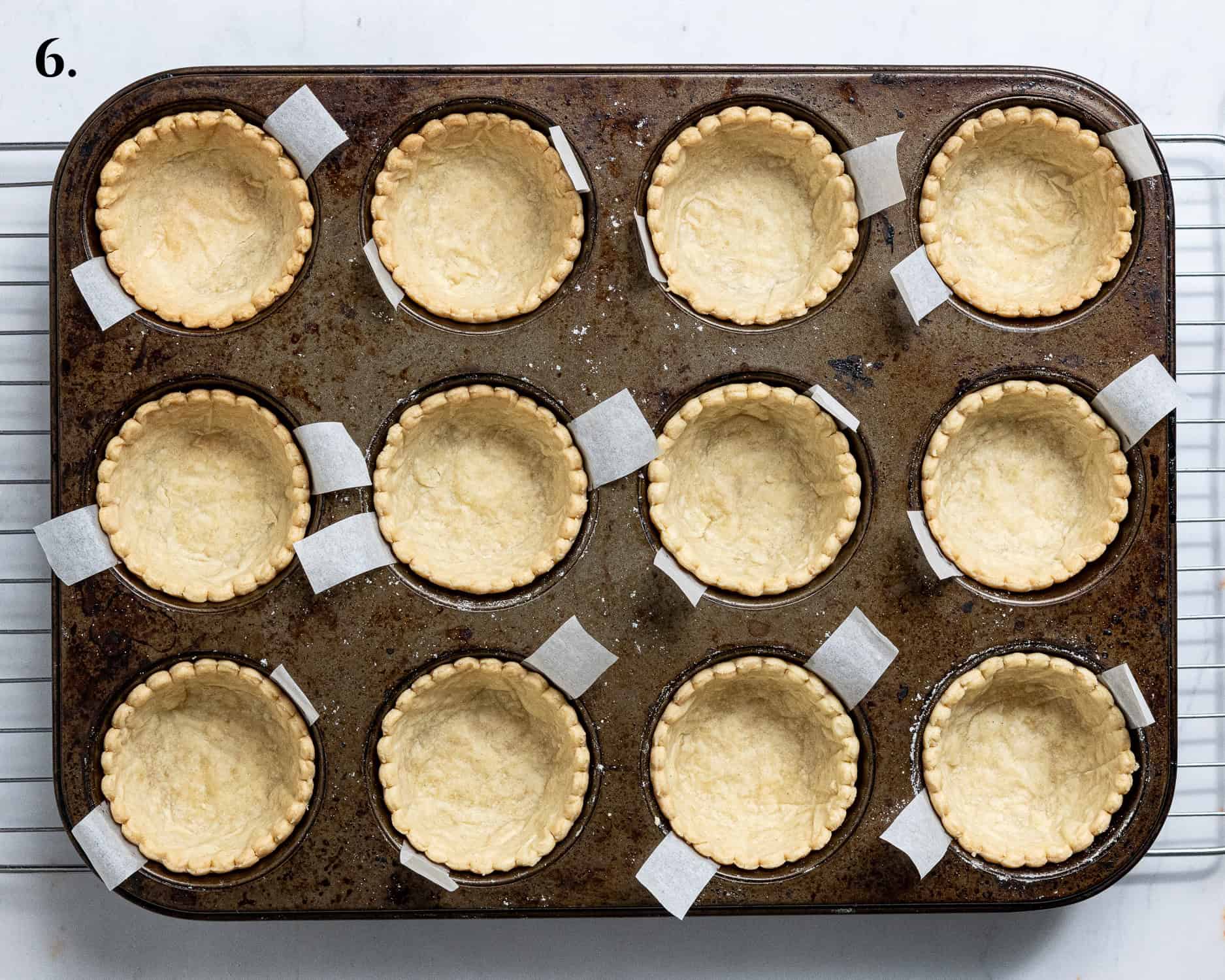 Step 6, the baked pastry cases.
