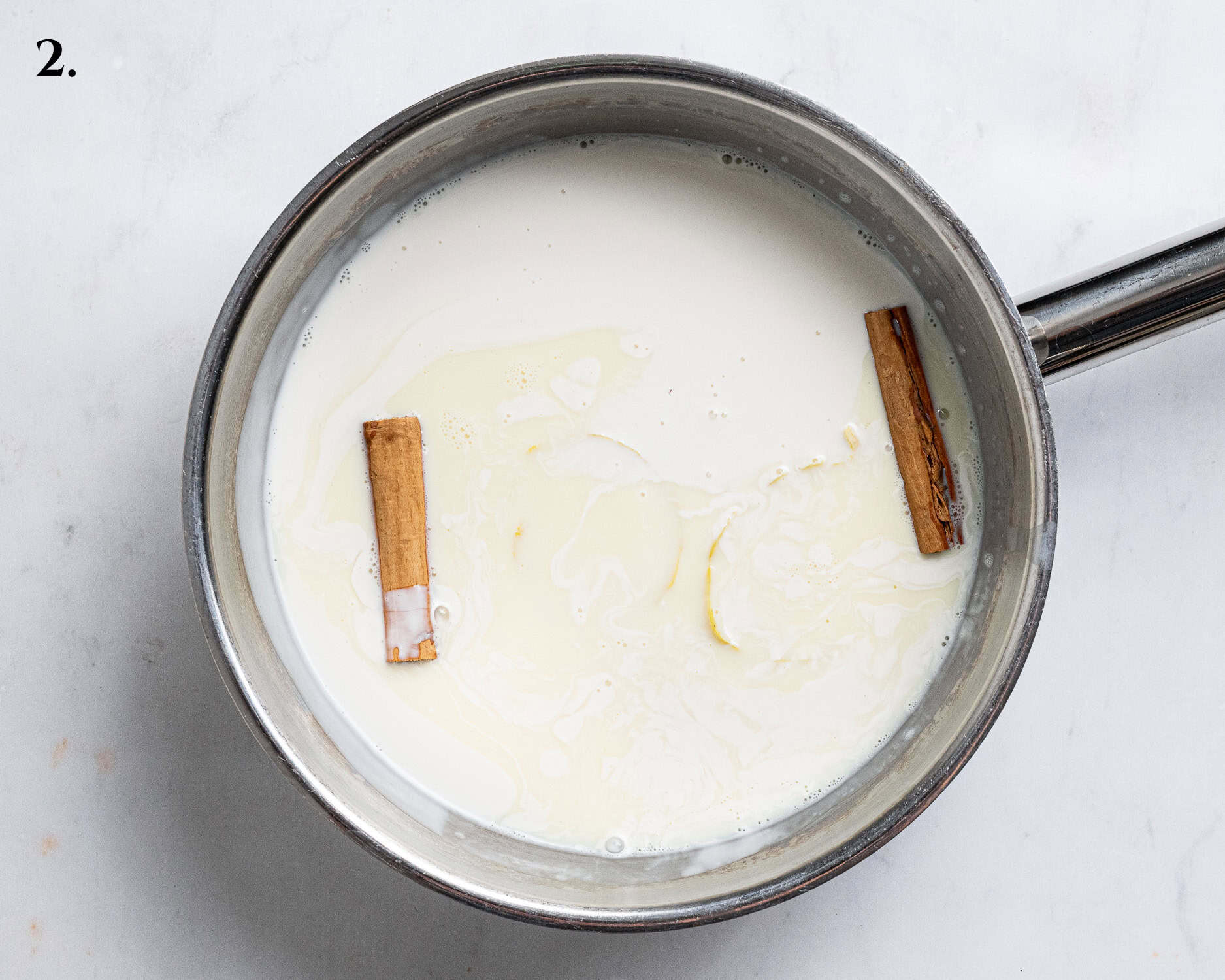 Step 2, infusing the milk and cream.