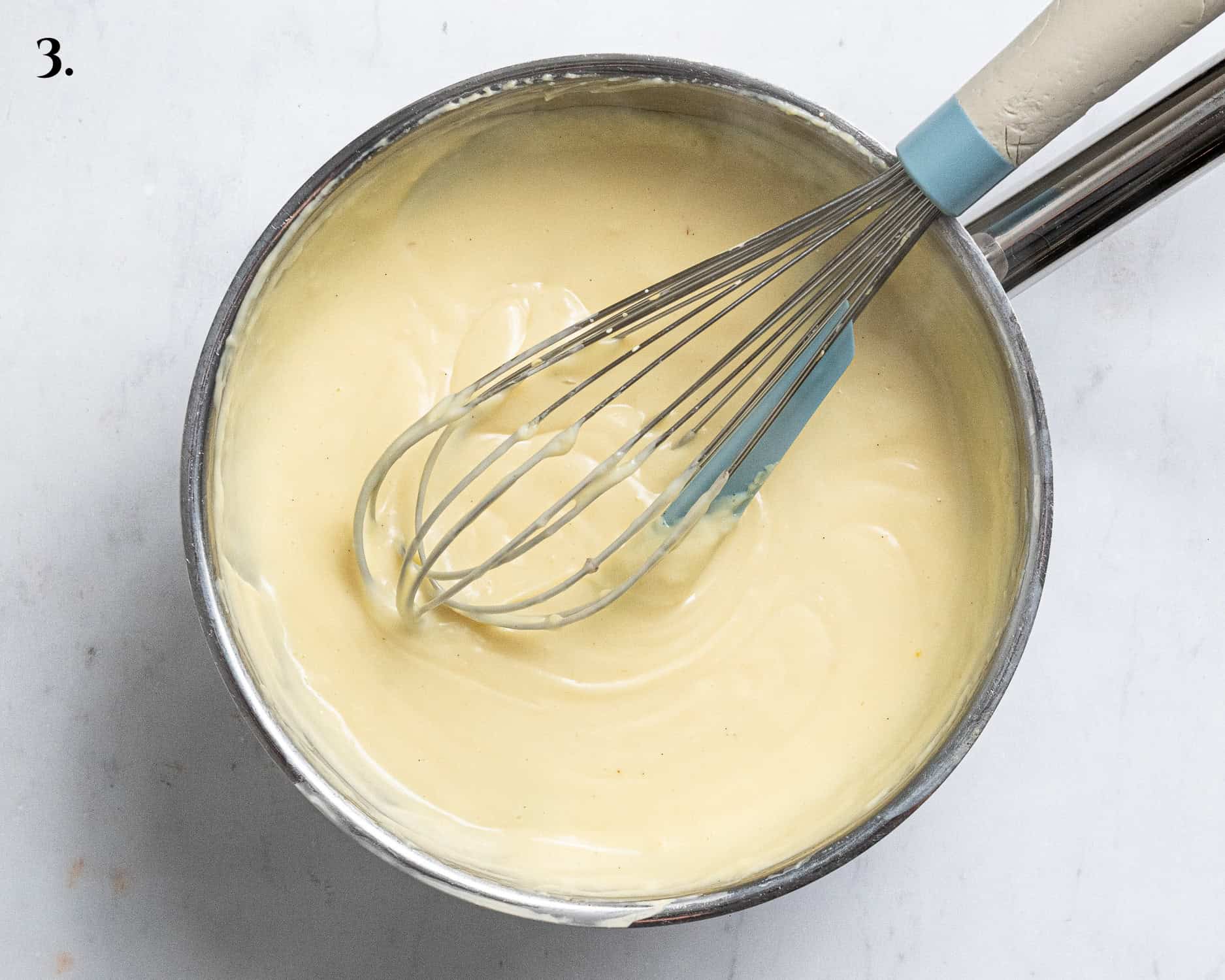 Step 3, the cooked custard in a pan.