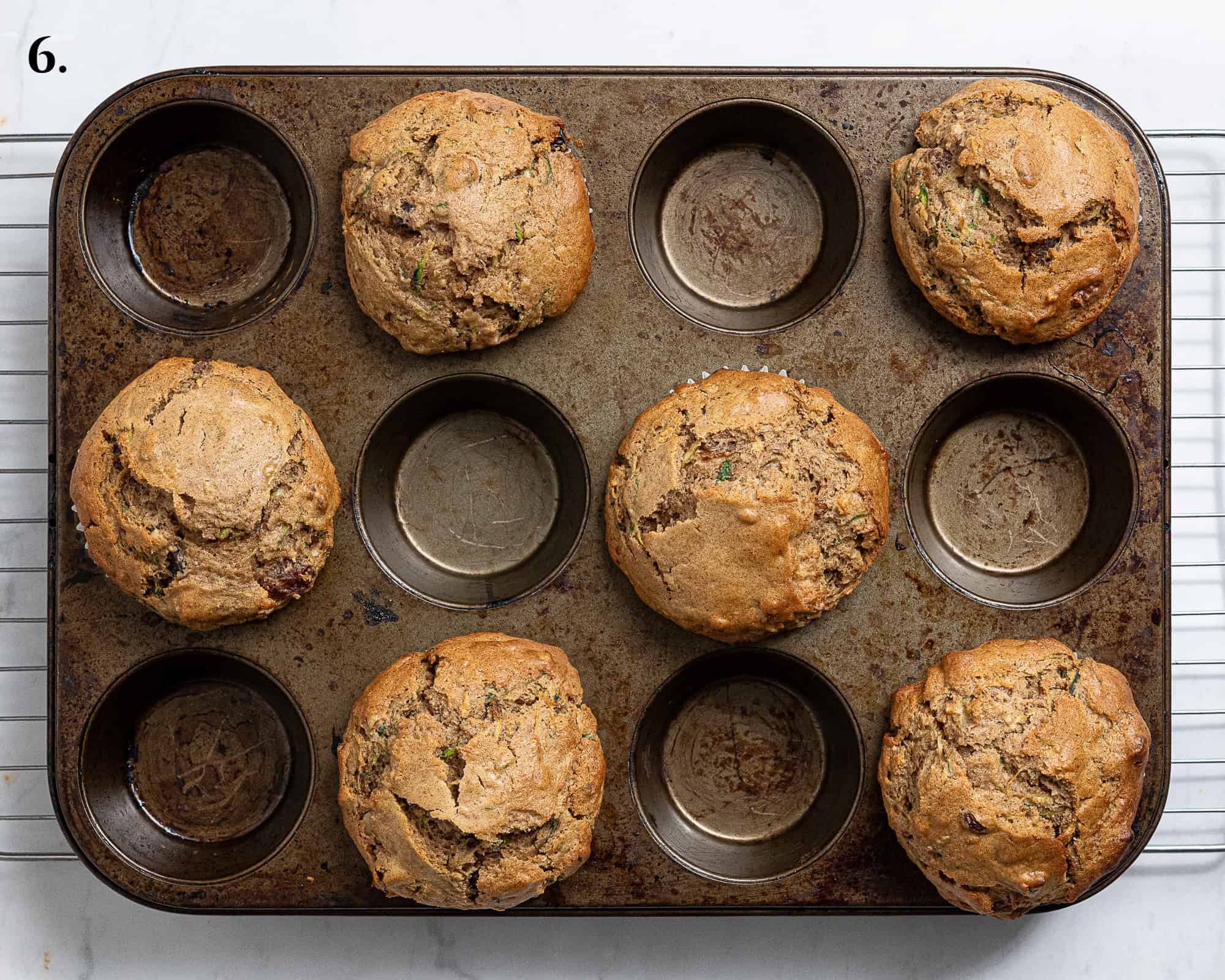 Step 6, the baked muffins in the tin.
