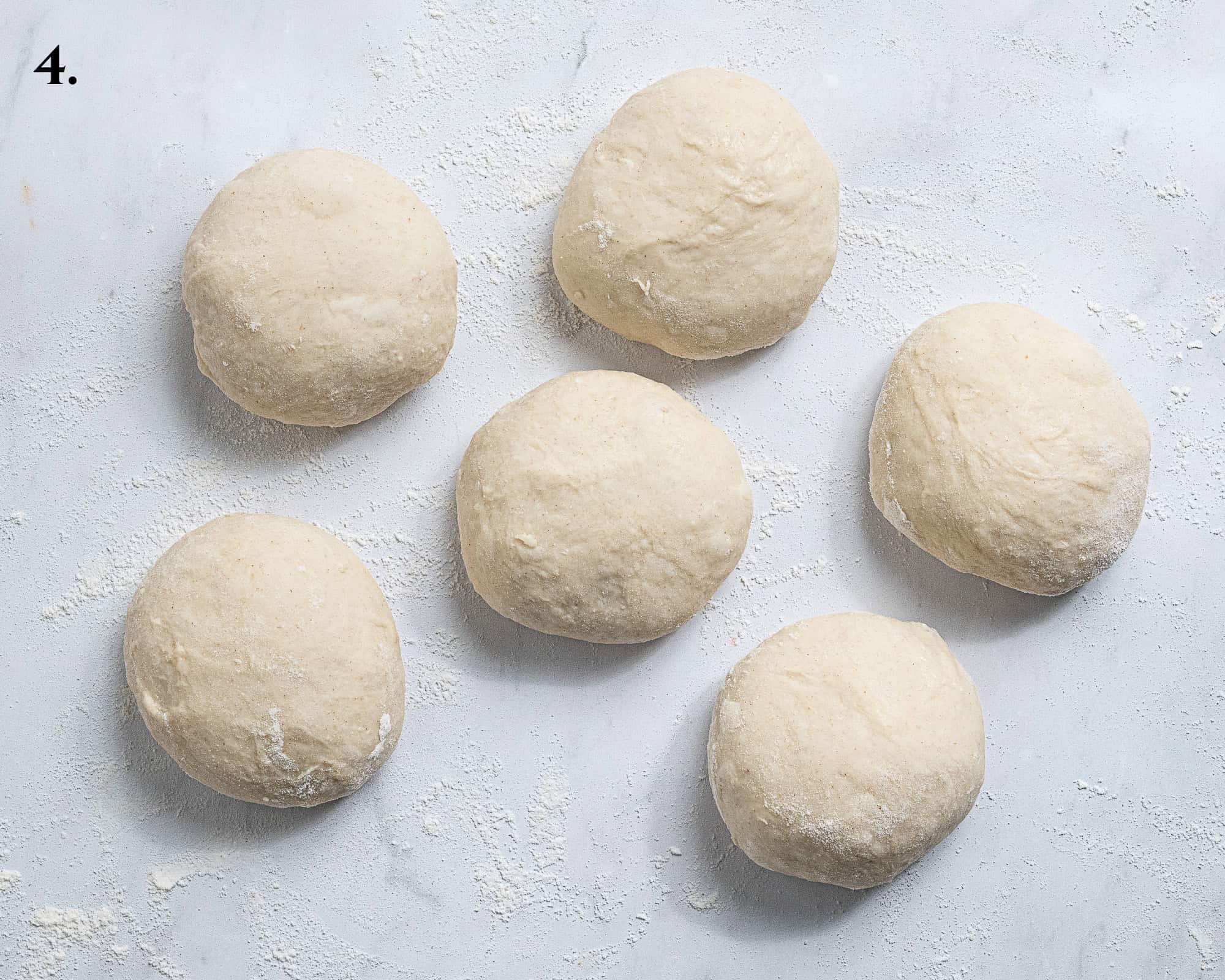 Step 4, the dough divided into balls.
