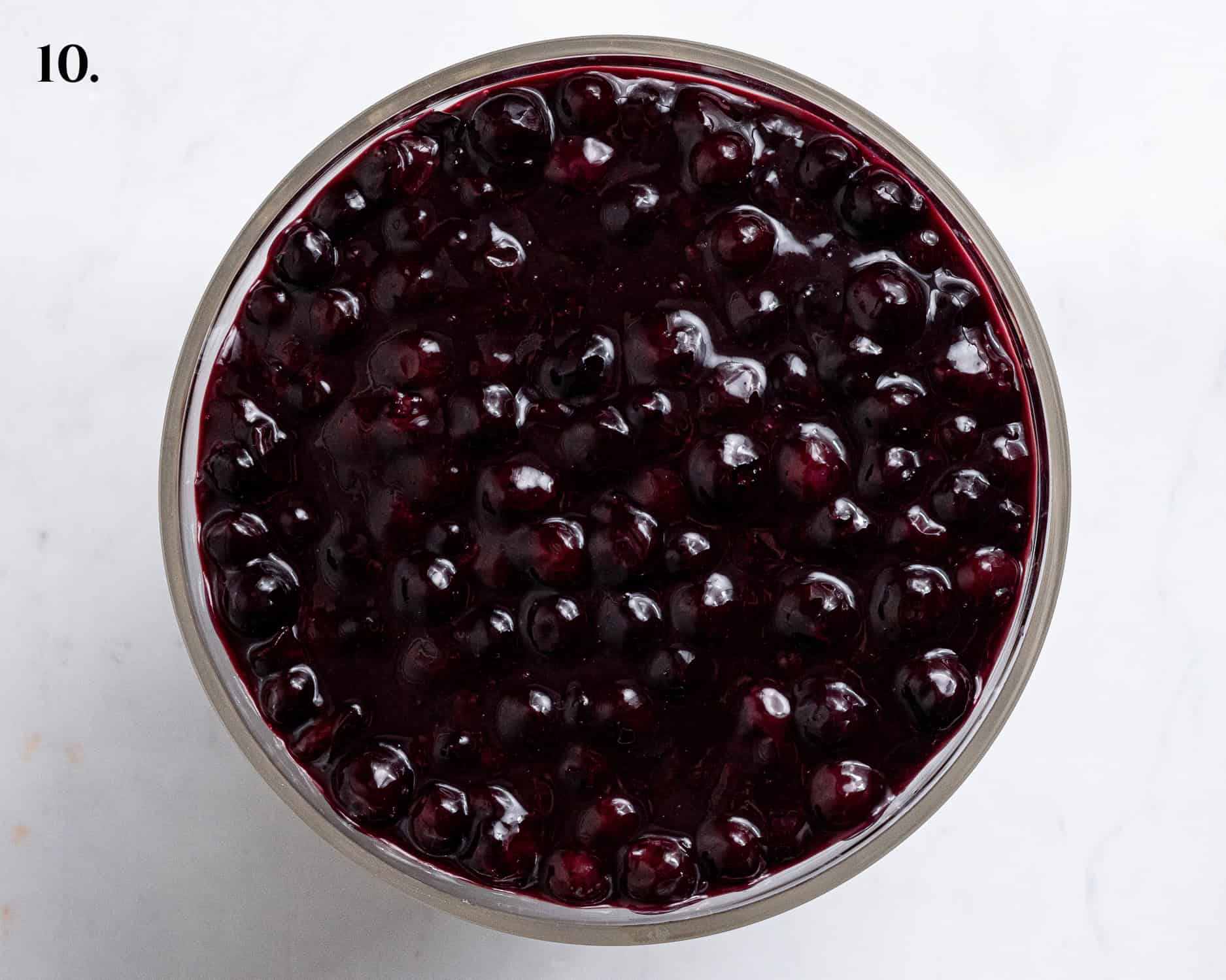 Step 10, the second blueberry compote layer.