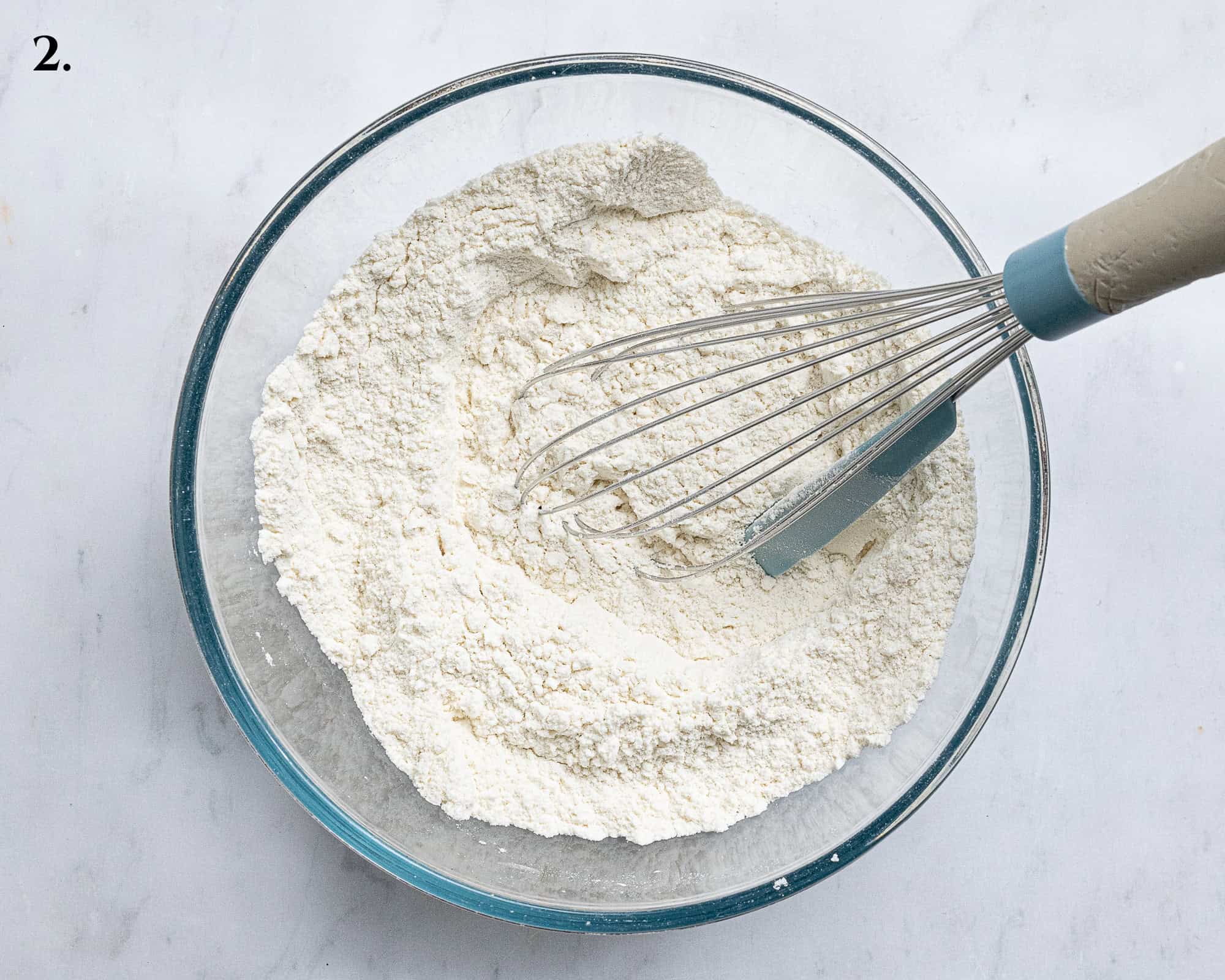 Step 2, the dry ingredients in a bowl.