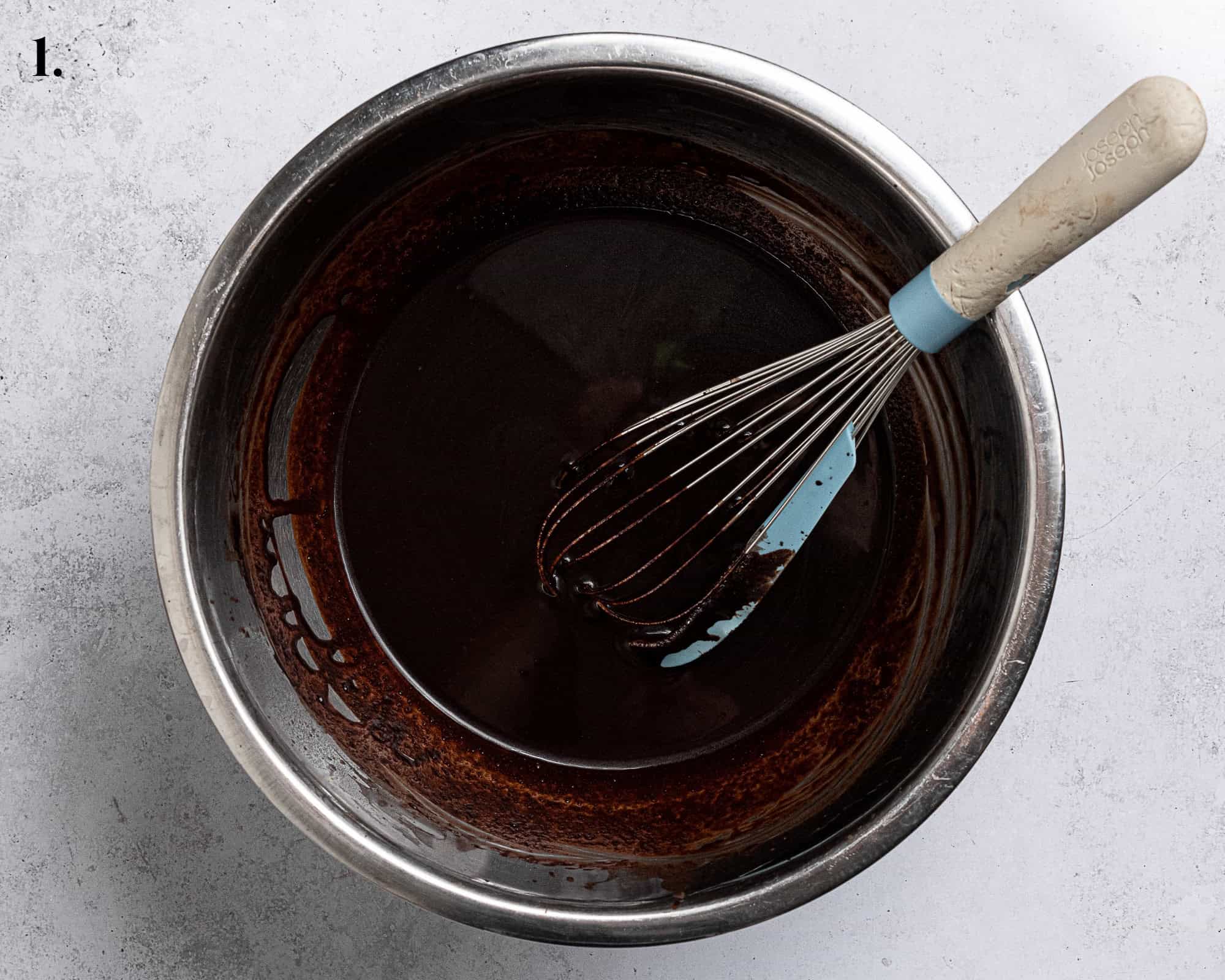 Step 1, the chocolate mixture in a bowl.