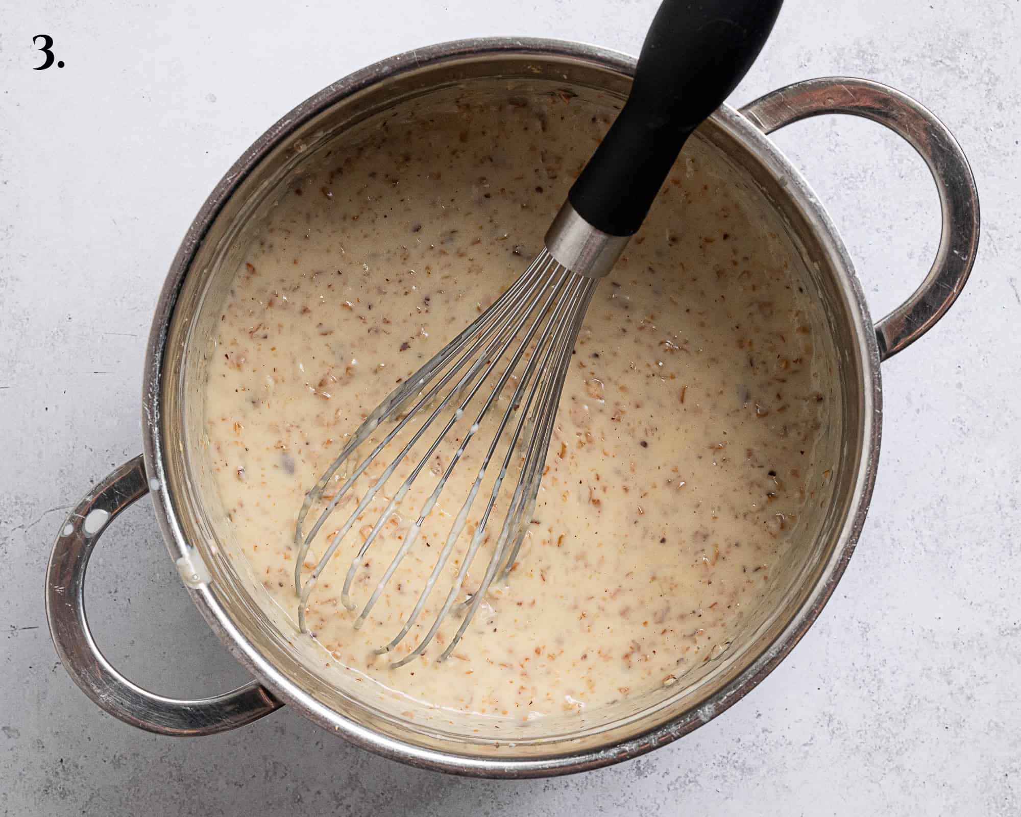 Step 3, the thickened hazelnut custard.