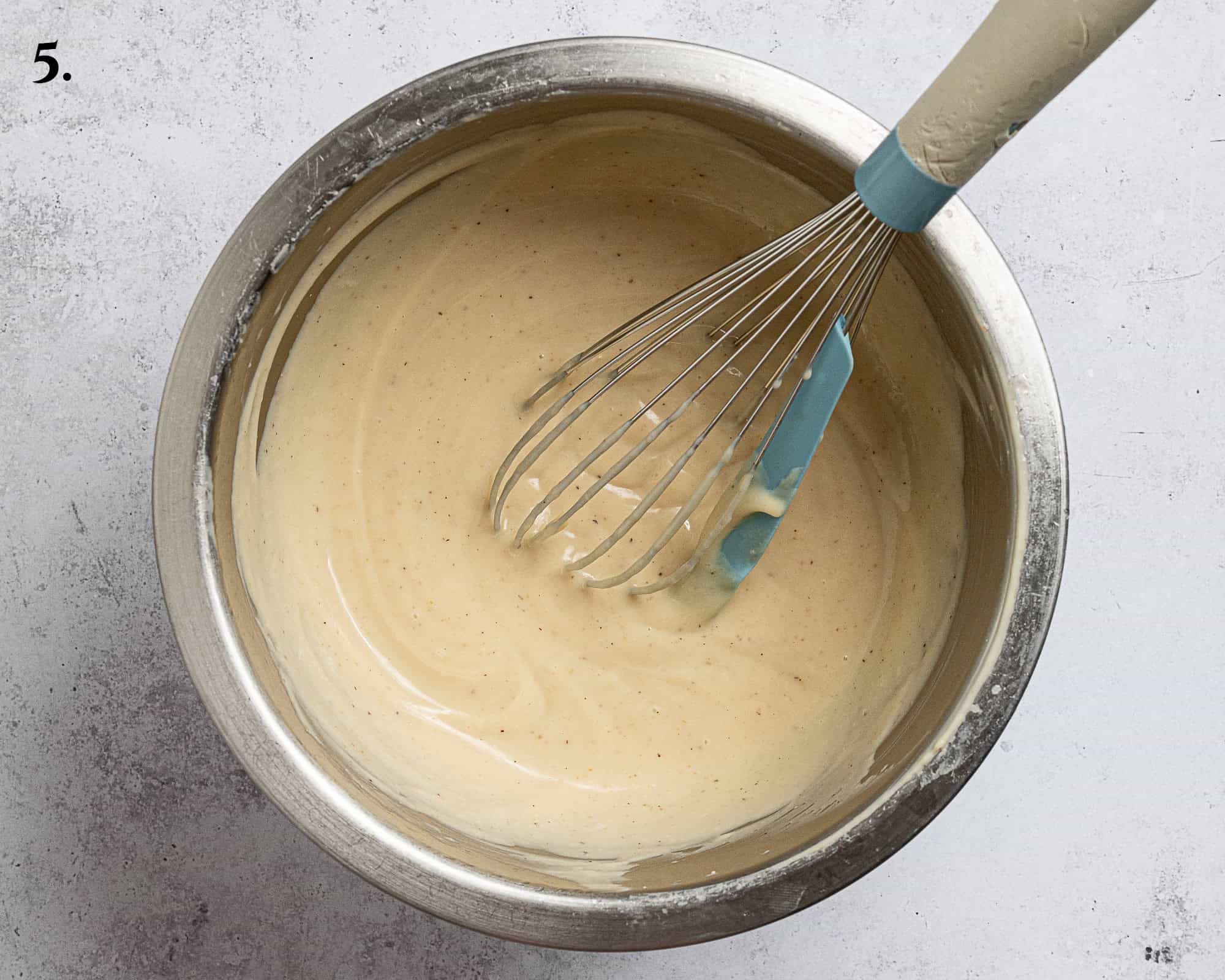 Step 5, the strained ice cream base.