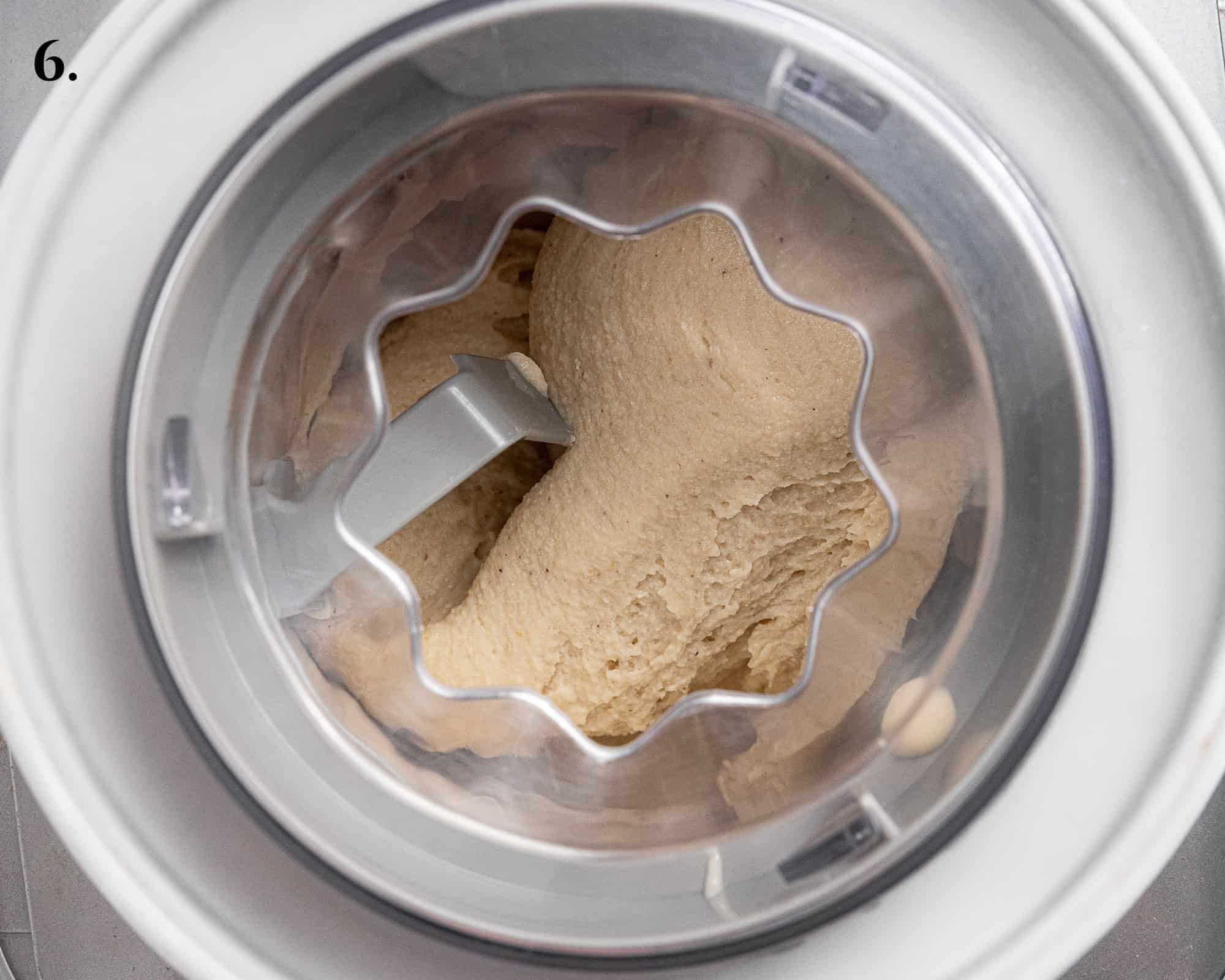 Step 6, the ice cream in an ice cream machine.