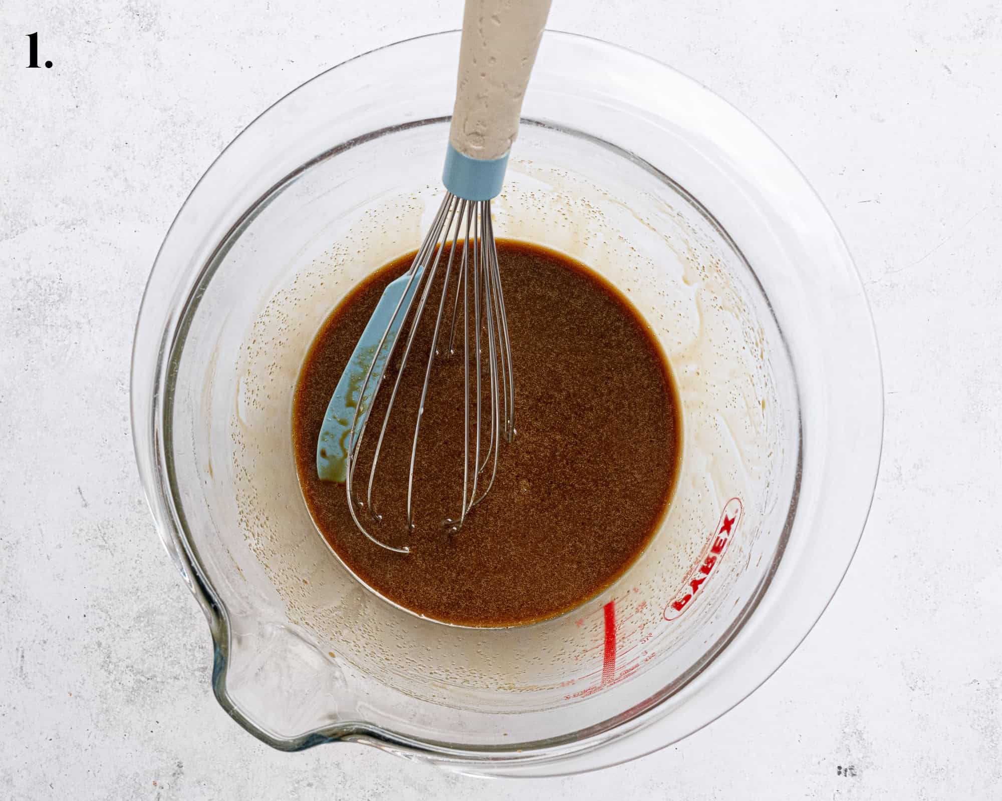 Step 1, the wet ingredients in a bowl.