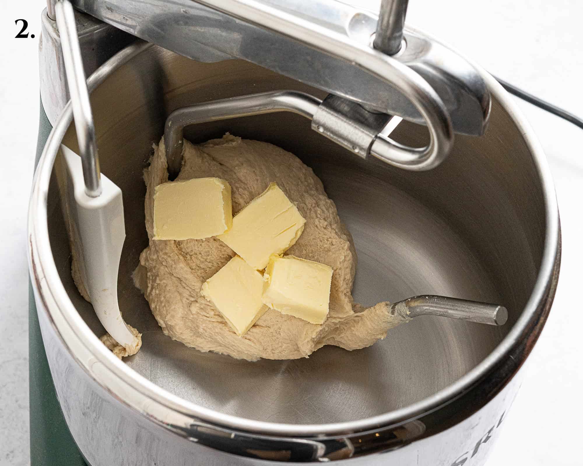 Step 2, the kneaded dough with the butter added.