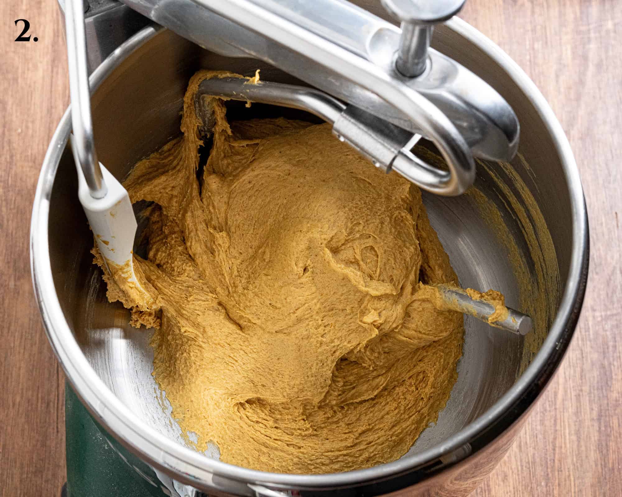 Step 2, the kneaded dough in the stand mixer.