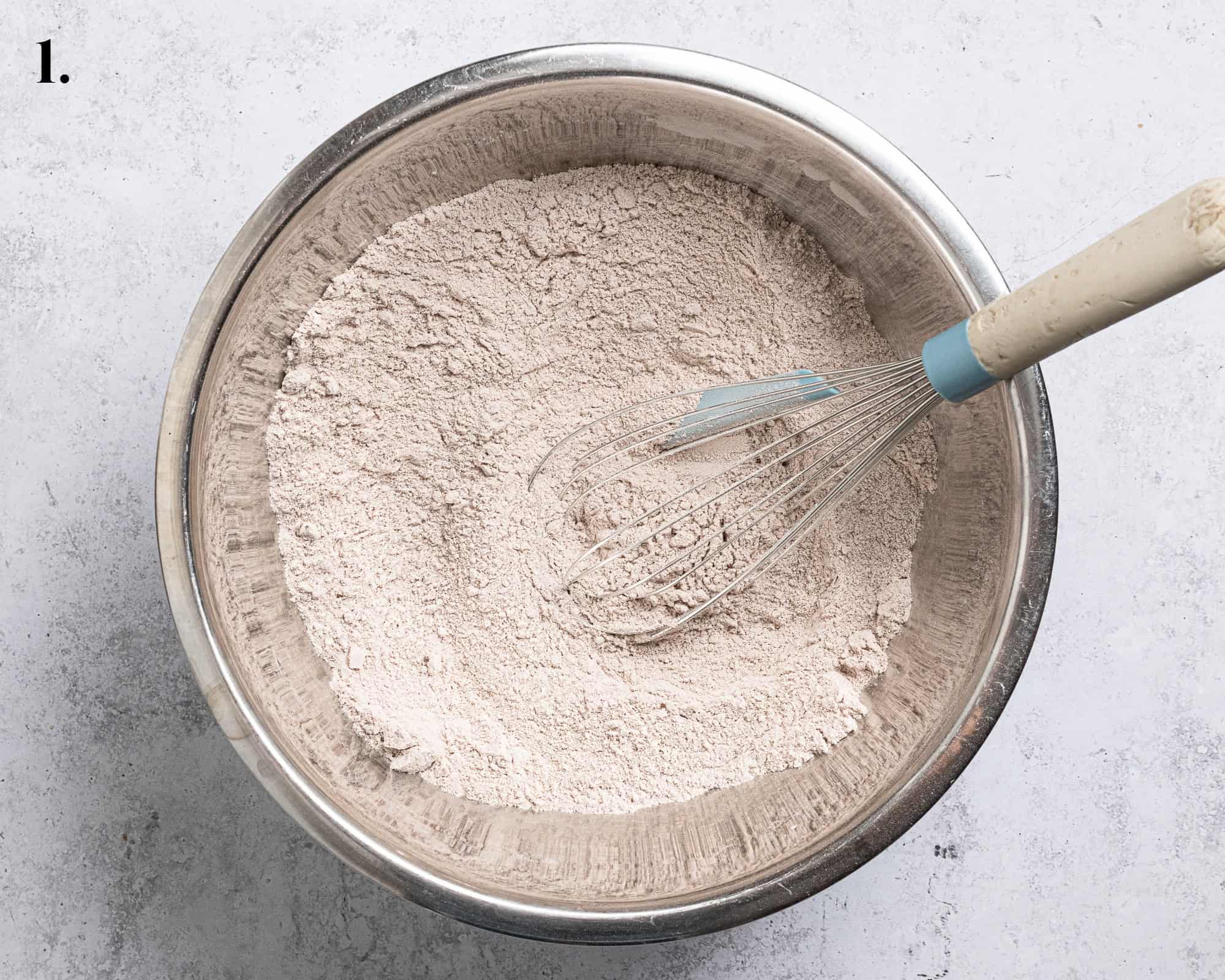 Step 1, the dry ingredients in a bowl.