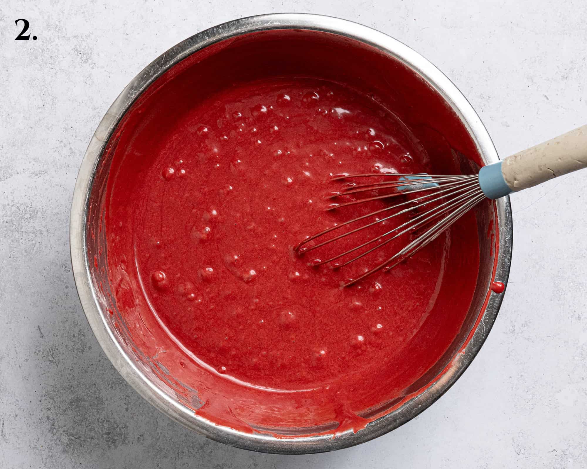 Step 2, the finished batter in a bowl.