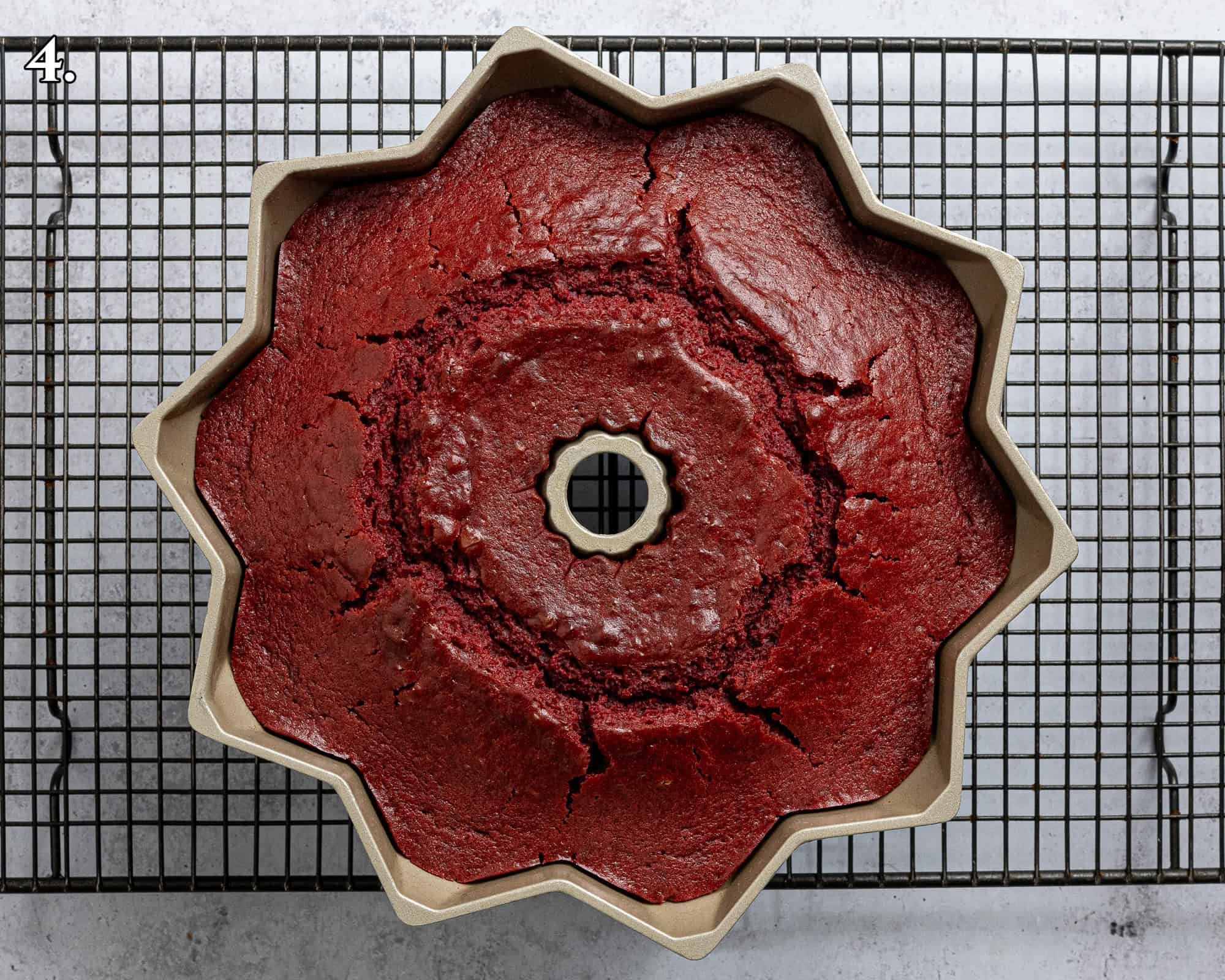 Step 4, the baked cake in the tin.
