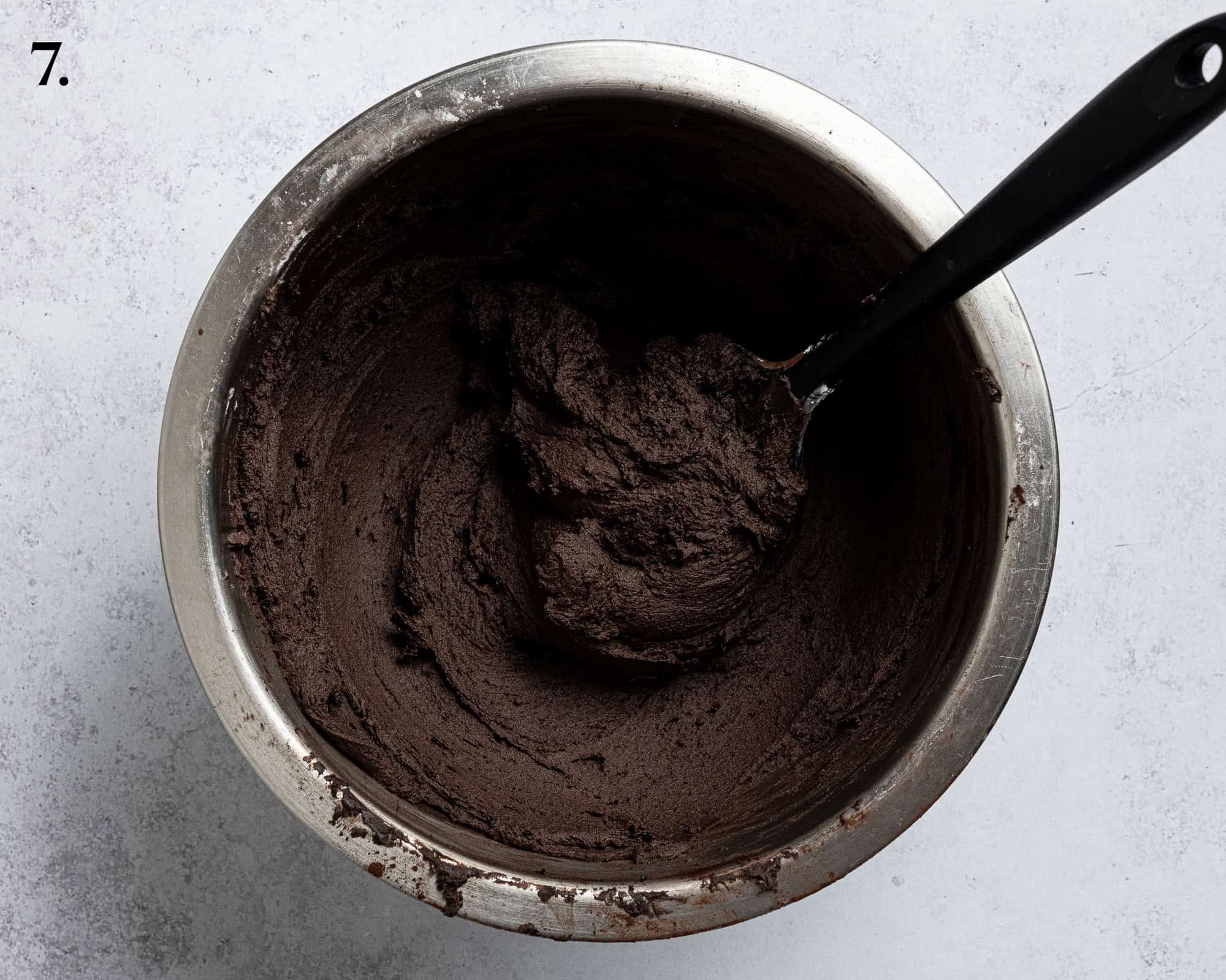 Step 7, the buttercream with the cocoa powder added.